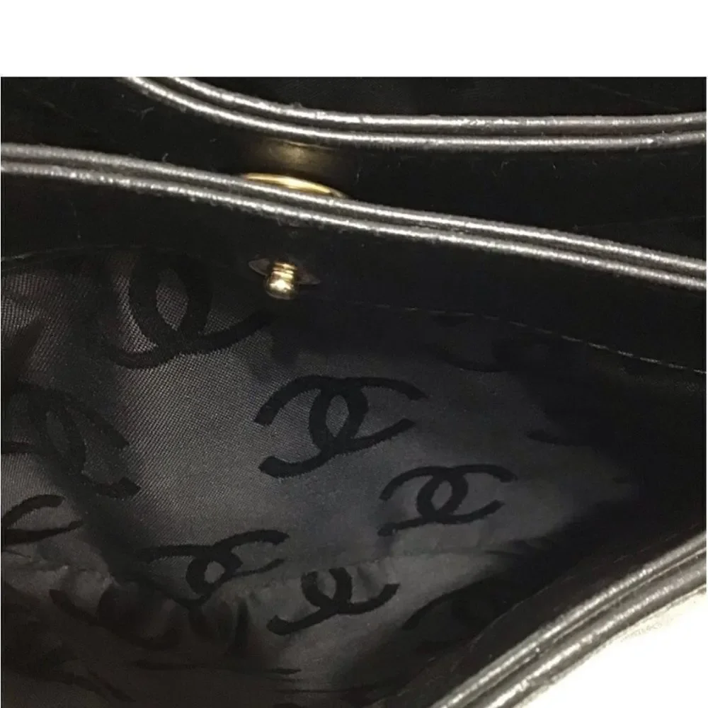 CHANEL Black Leather Quilted Wild Stitch Tote/Shoulder Bag Vintage